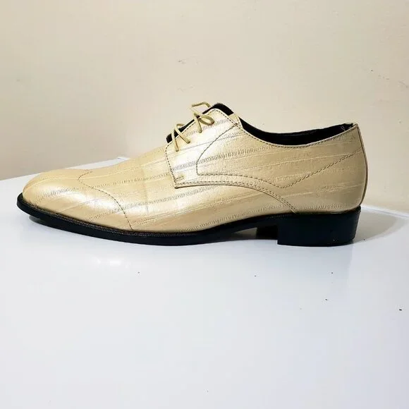 New Men’s Leather Formal Dress Shoes Size 11 Cream/Tan Oxford Tuxedo